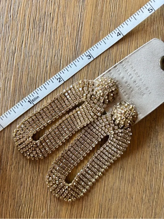 NEW Anthropologie gold beaded statement earrings - Picture 4 of 4